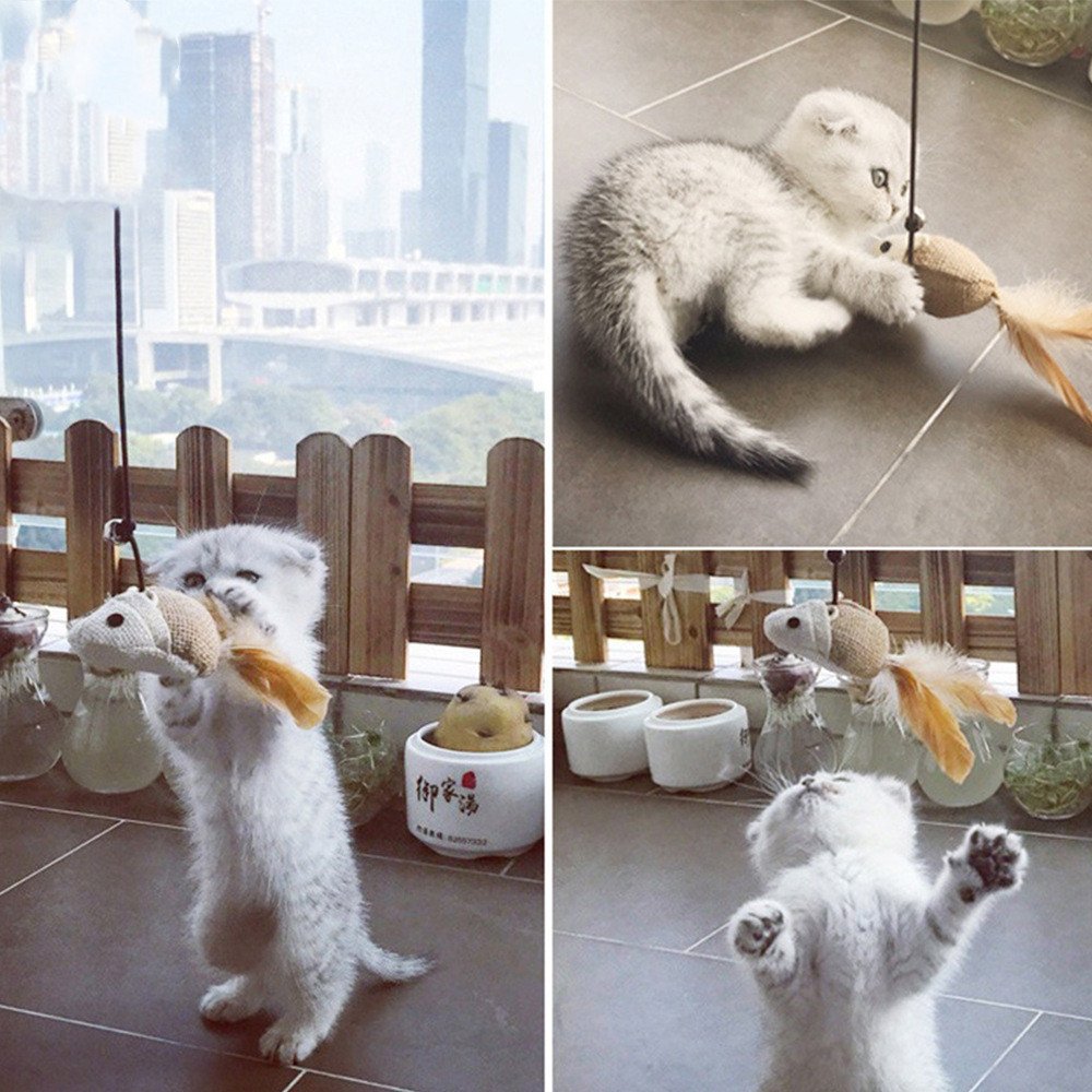 Interactive Feather Cat Teaser Wand