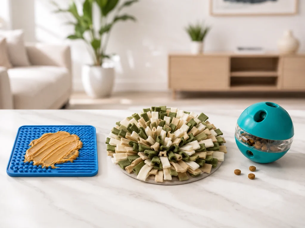 dog lick mat vs snuffle mat vs treat dispensing toy