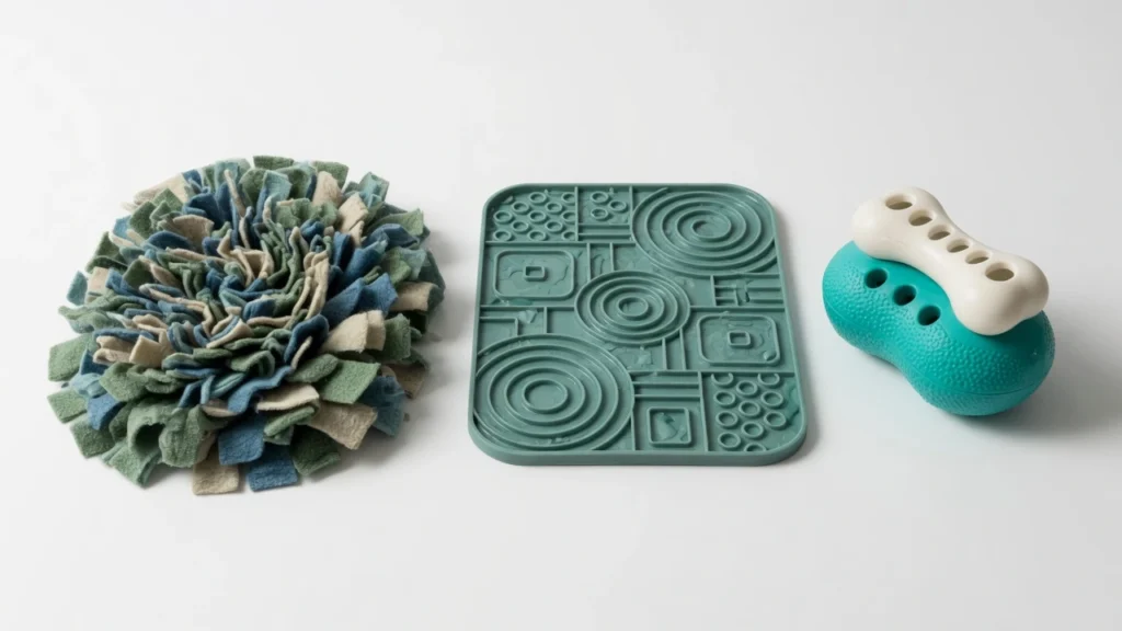 snuffle mat vs lick mat vs treat dispensing dog toy